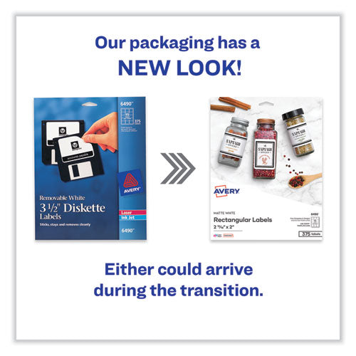 Image of AveryÂ® Laser/inkjet 3.5" Diskette Labels, White, 375/pack