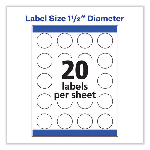 Image of Avery® 08293 Vibrant Inkjet Color-Print Labels w/ Sure Feed, 1.5" dia, White, 400/PK