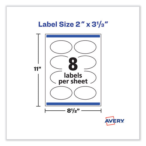 Image of Avery® 22570 Laser/Inkjet Media Labels, Inkjet/Laser Printers, 2 x 3.3, White, 8 Labels/Sheet, 25 Sheets/Pack