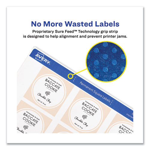 Image of Avery® 22806 Square Labels With Sure Feed And Trueblock, 2 X 2, White, 300/pack
