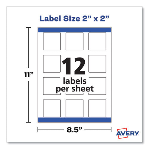 Image of Avery® 22806 Square Labels With Sure Feed And Trueblock, 2 X 2, White, 300/pack