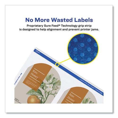Image of Avery® 22809 Textured Arched Print-To-The-Edge Labels, Laser Printers, 3 X 2.25, White, 9/sheet, 10 Sheets/pack
