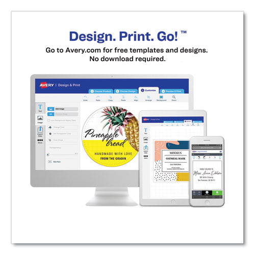 Image of Avery® 22809 Textured Arched Print-To-The-Edge Labels, Laser Printers, 3 X 2.25, White, 9/sheet, 10 Sheets/pack