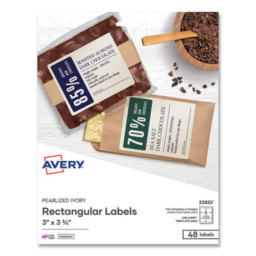 Image of Avery® 22823 Rectangle Labels, Inkjet/laser Printers, 3 X 3.75, Pearl Ivory, 6/sheet, 8 Sheets/box