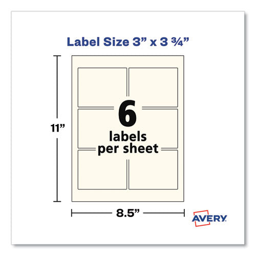Image of Avery® 22823 Rectangle Labels, Inkjet/laser Printers, 3 X 3.75, Pearl Ivory, 6/sheet, 8 Sheets/box