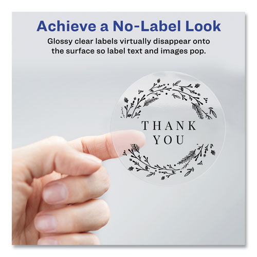 Image of Avery® 22825 Round Print-To-The Edge Labels With Sure Feed And Easy Peel, 2" Dia, Glossy Clear, 120/pk