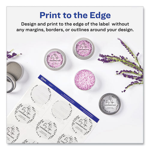 Image of Avery® 22825 Round Print-To-The Edge Labels With Sure Feed And Easy Peel, 2" Dia, Glossy Clear, 120/pk