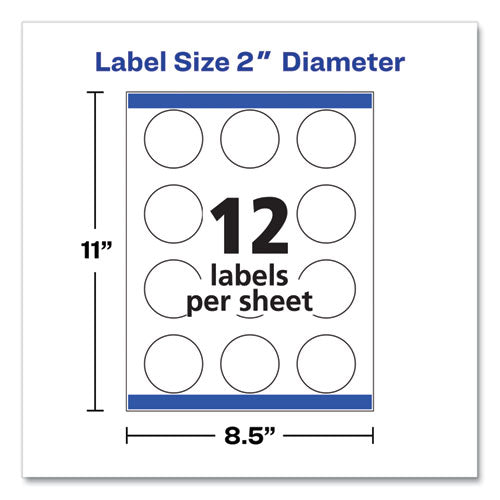Image of Avery® 22825 Round Print-To-The Edge Labels With Sure Feed And Easy Peel, 2" Dia, Glossy Clear, 120/pk