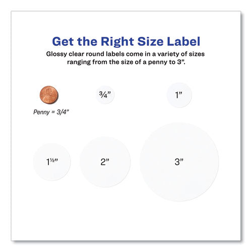 Image of Avery® 22825 Round Print-To-The Edge Labels With Sure Feed And Easy Peel, 2" Dia, Glossy Clear, 120/pk