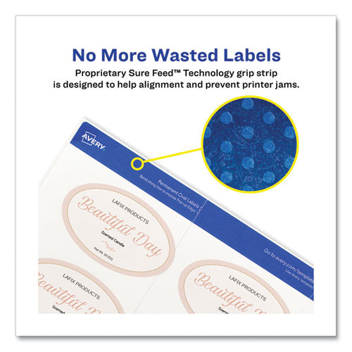 Image of Avery® 22829 Oval Print-To-The-Edge Labels, 2 X 3.33, White, 8/sheet, 10 Sheets/pack