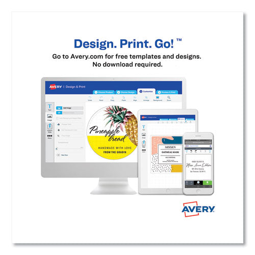 Image of Avery® 22829 Oval Print-To-The-Edge Labels, 2 X 3.33, White, 8/sheet, 10 Sheets/pack