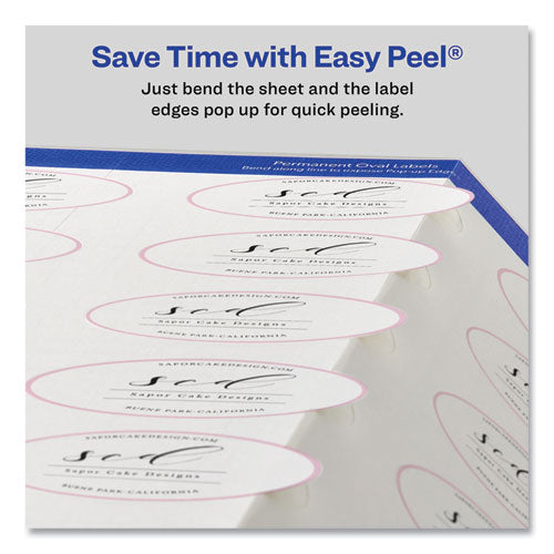 Image of Avery® 22829 Oval Print-To-The-Edge Labels, 2 X 3.33, White, 8/sheet, 10 Sheets/pack
