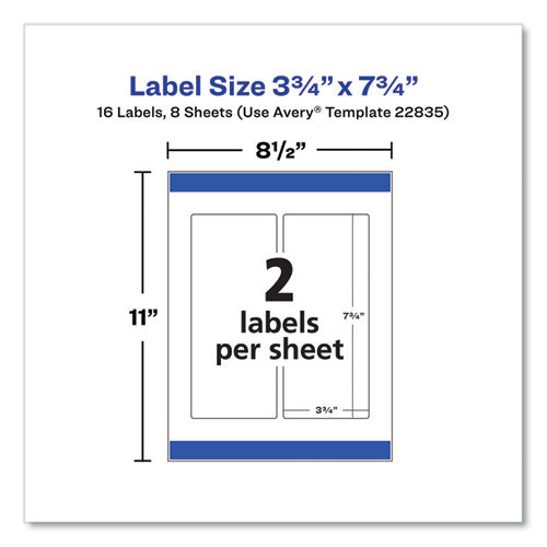 Image of Avery® 22835 Durable Water-Resistant Wraparound Labels w/ Sure Feed, 3.25 x 7.75, 16/PK