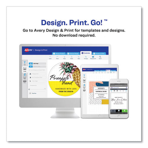 Image of Avery® 22856 Durable White ID Labels w/ Sure Feed, 2.5" dia, White, 72/Pk