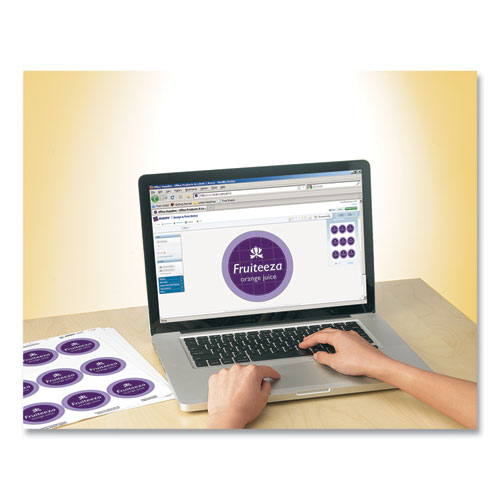 Image of Avery® 22856 Durable White ID Labels w/ Sure Feed, 2.5" dia, White, 72/Pk