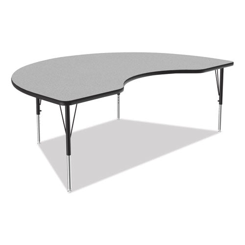 Image of Correll® A4872TFKID15TP0995K4PK Adjustable Activity Tables, Kidney Shaped, 72" x 48" x 19" to 29", Gray Top, Black Legs, 4/Pallet