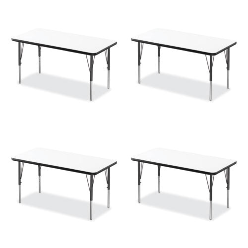 Image of Correll® A2460DEREC80TP09954PK Markerboard Activity Tables, Rectangular, 60" x 24" x 19" to 29", White Top, Black Legs, 4/Pallet