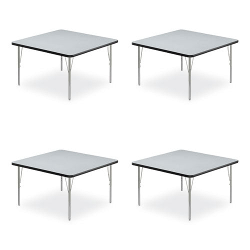 Image of Correll® A4848TFSQ15TP09954PK Adjustable Activity Tables, Square, 48" x 48" x 19" to 29", Gray Top, Silver Legs, 4/Pallet