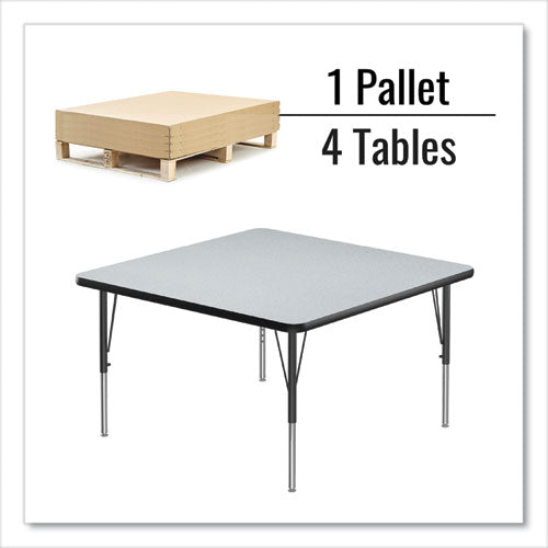 Image of Correll® A4848TFSQ15TP0995K4PK Adjustable Activity Tables, Square, 48" x 48" x 19" to 29", Gray Top, Black Legs, 4/Pallet