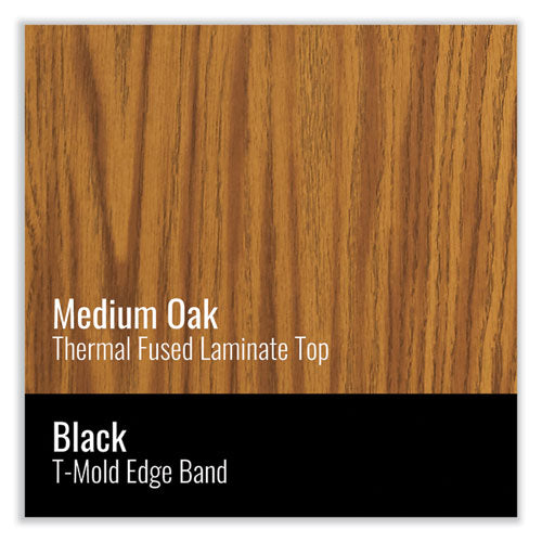 Image of Correll® A2448TFREC06TP0995K4PK Adjustable Activity Table, Rectangular, 48" x 24" x 19" to 29", Medium Oak Top, Black Legs, 4/Pallet