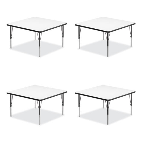 Image of Correll® A4848DESQ80TP09954PK Markerboard Activity Tables, Square, 48" x 48" x 19" to 29", White Top, Black Legs, 4/Pallet