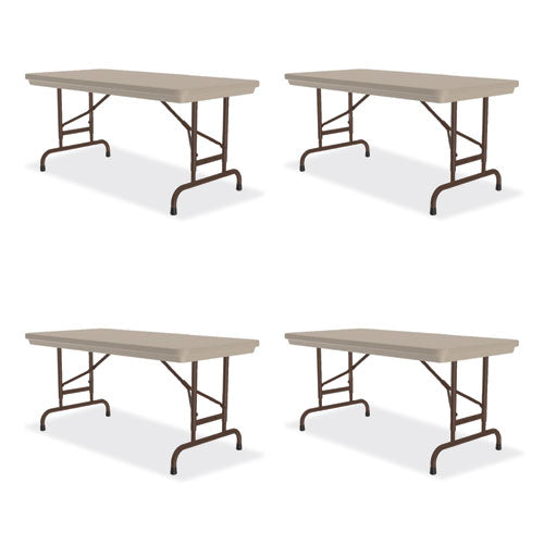 Image of Correll® RA2448-24-01-4PK Adjustable Folding Table, Rectangular, 48" x 24" x 22" to 32", Mocha Granite Top, Brown Legs, /Pallet