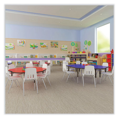 Image of Correll® A2448TFREC06TP0995K4PK Adjustable Activity Table, Rectangular, 48" x 24" x 19" to 29", Medium Oak Top, Black Legs, 4/Pallet