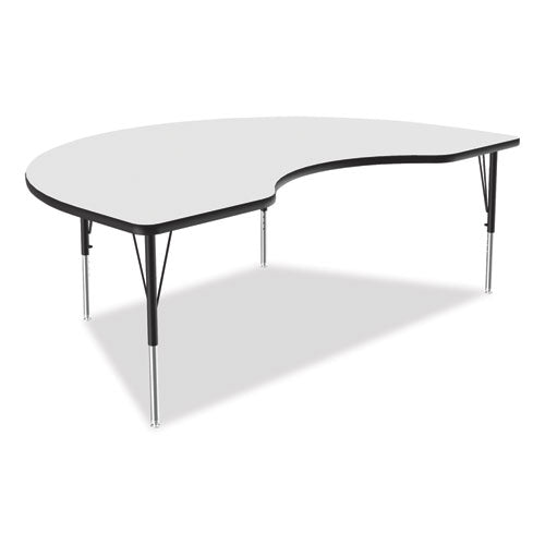 Image of Correll® A4872DEKID80TP09954PK Markerboard Activity Table, Kidney Shape, 72" x 48" x 19" to 29", White Top, Black Legs, 4/Pallet