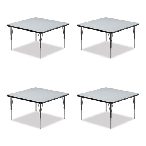 Image of Correll® A4848TFSQ15TP0995K4PK Adjustable Activity Tables, Square, 48" x 48" x 19" to 29", Gray Top, Black Legs, 4/Pallet