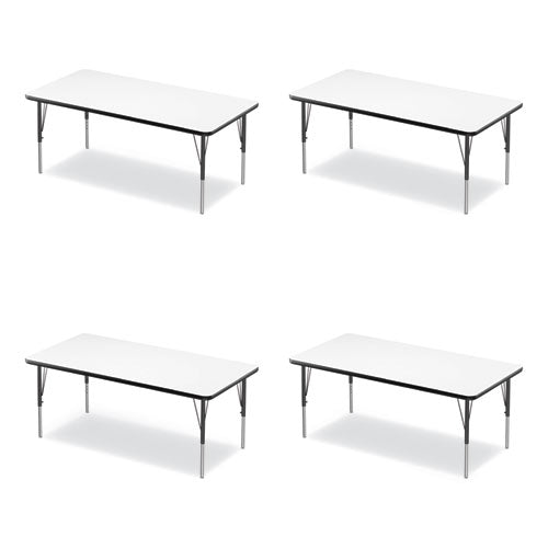 Image of Correll® A3060DEREC80TP09954PK Markerboard Activity Tables, Rectangular, 60" x 30" x 19" to 29", White Top, Black Legs, 4/Pallet