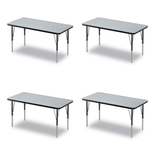 Image of Correll® A2448TFREC15TP0995K4PK Adjustable Activity Table, Rectangular, 48" x 24" x 19" to 29", Granite Top, Black Legs, 4/Pallet