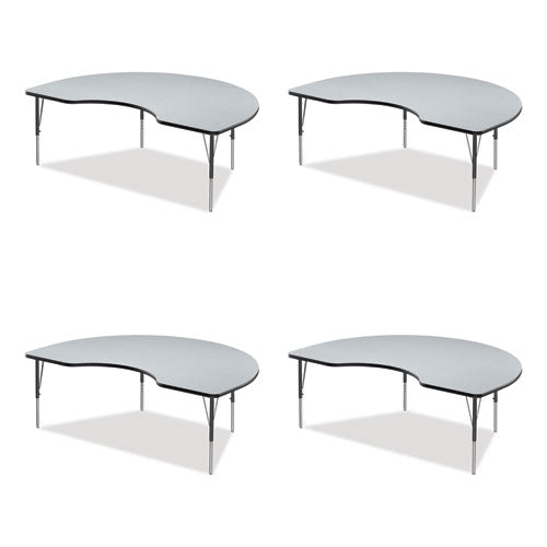 Image of Correll® A4872TFKID15TP09954PK Adjustable Activity Tables, Kidney Shaped, 72" x 48" x 19" to 29", Gray Top, Gray Legs, 4/Pallet
