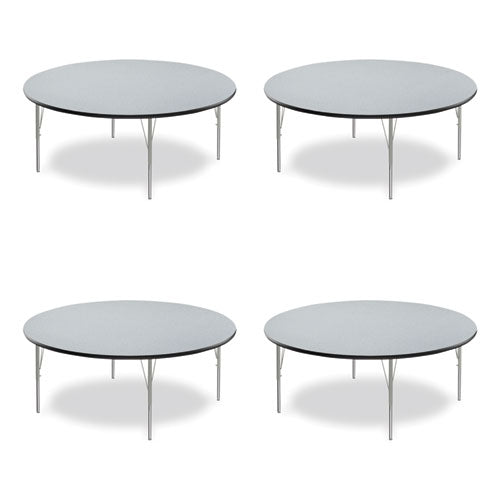 Image of Correll® A60TFRND15TP09954PK Height Adjustable Activity Tables, Round, 60" x 19" to 29", Gray Granite Top, Gray Legs, 4/Pallet