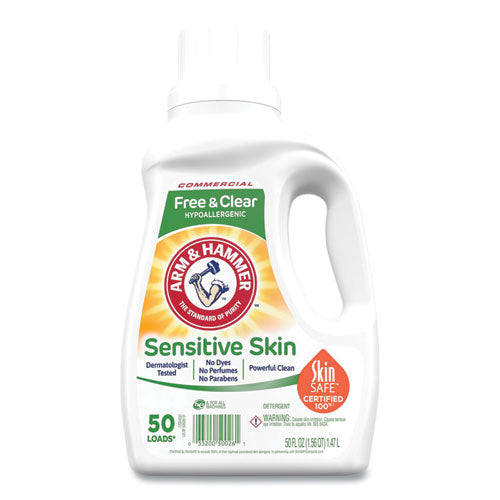 Image of Arm & Hammer 3320050026 HE Compatible Liquid Detergent, Unscented, 50 Loads, 50 oz Bottle, 8/Carton