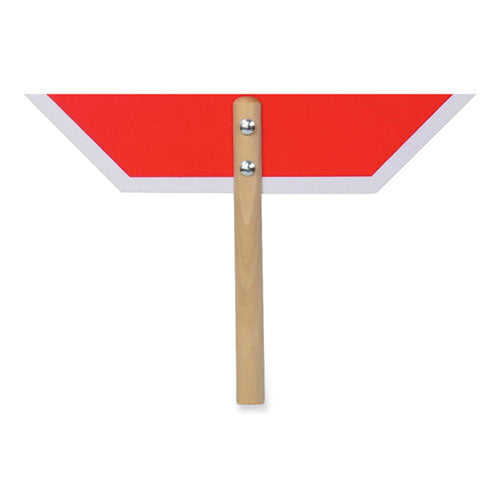 Image of Tatco 17520 Handheld Stop Sign, 18" Red/White Face, White Graphics