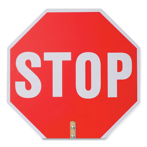 Image of Tatco 17520 Handheld Stop Sign, 18" Red/White Face, White Graphics