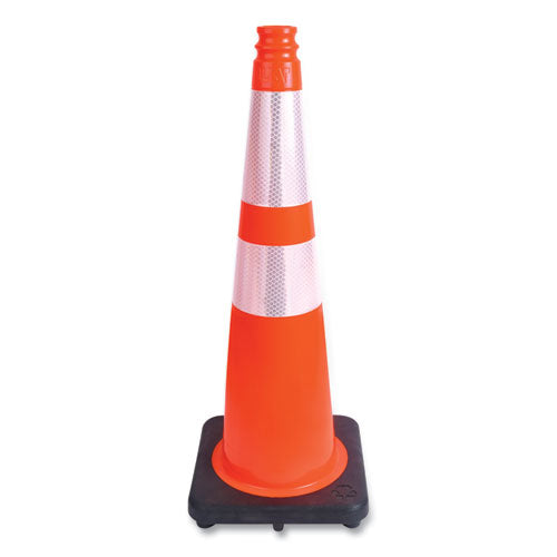 Image of Tatco 35500 Traffic Cone, 11.5 x 11.5 x 28, Orange/Silver/Black
