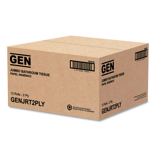 Image of GEN B5001 JRT Jumbo Bath Tissue, Septic Safe, 2-Ply, 3.5" x 750 ft, White, 12 Rolls/Carton