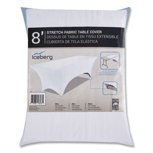 Image of Iceberg 16523 iGear Fabric Table Cover, Polyester/Spandex, 30" x 72", White