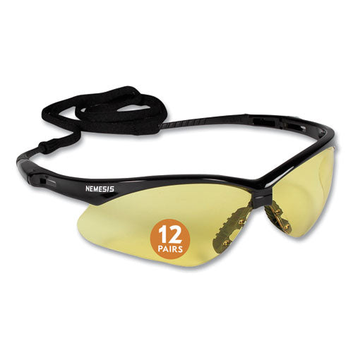 Image of KleenGuard 25659 Nemesis Safety Glasses, Black Half Frame, Amber Dual Lens
