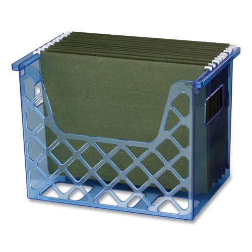 Image of Officemate 23221 Blue Glacier Desktop File Organizer, 1 Section, Letter-Size, 8.63" Long, Translucent Blue