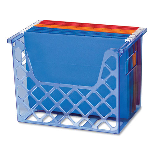 Image of Officemate 23221 Blue Glacier Desktop File Organizer, 1 Section, Letter-Size, 8.63" Long, Translucent Blue