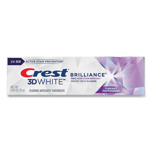 Image of CrestÂ® 3D White Brilliance Advanced Whitening Technology + Advanced Stain Protection Toothpaste, 0.85 oz Tube, 72/Carton