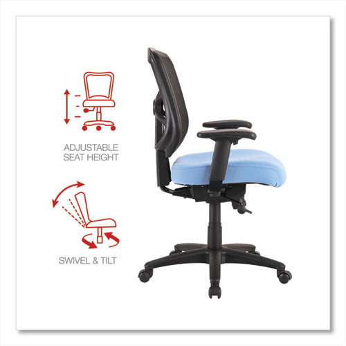 Image of Alera® Alera Elusion Series Mesh Mid-Back Swivel/Tilt Chair, Supports Up to 275 lb, 17.9" to 21.8" Seat Height, Light Blue Seat