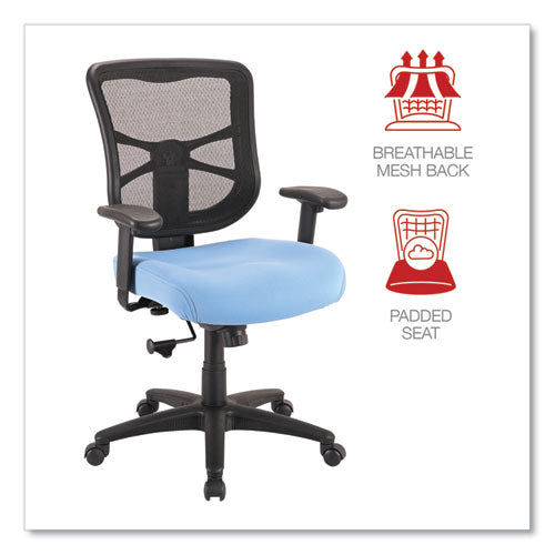Image of Alera® Alera Elusion Series Mesh Mid-Back Swivel/Tilt Chair, Supports Up to 275 lb, 17.9" to 21.8" Seat Height, Light Blue Seat