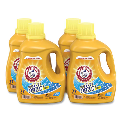 Image of Arm & Hammer 3320050027 OxiClean Concentrated Liquid Laundry Detergent, Fresh, 100.5 oz Bottle, 4/Carton