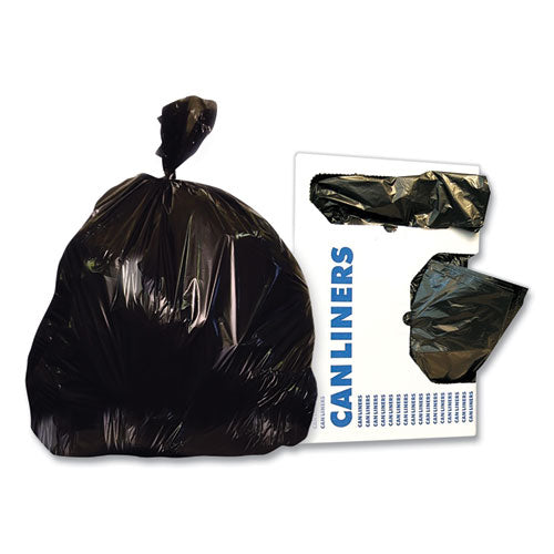 Image of Heritage H8660AK Linear Low-Density Can Liners, 65 gal, 1.5 mil, 43" x 60", Black, 100/Carton