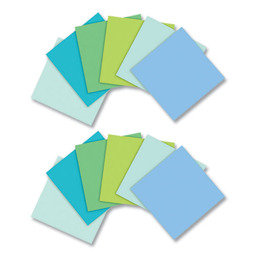 Image of Post-it® Notes Super Sticky 654R-12SST 100% Recycled Paper Super Sticky Notes, Unruled, 3" x 3", Assorted Oasis Colors, 70 Sheets/Pad, 12 Pads/Pack
