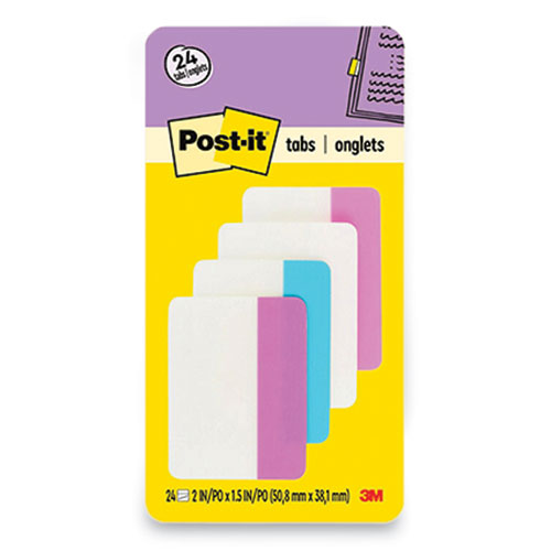 Image of Post-it® Tabs 686-PWAV Solid Color Tabs, 1/5-Cut, Assorted Pastel Colors, 2" Wide, 24/Pack