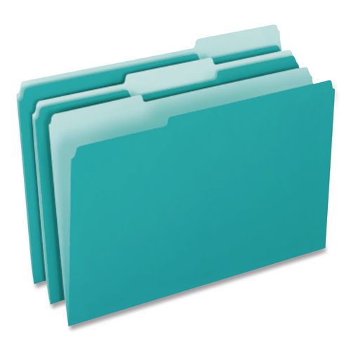 Image of Pendaflex® 4210 1/3 AQU Interior File Folders, 1/3-Cut Tabs: Assorted, Letter Size, Aqua, 100/Box